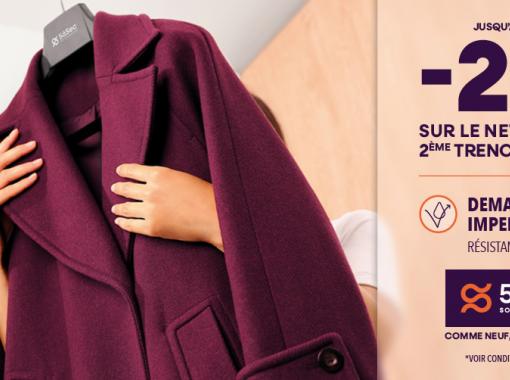 -20% sur le nettoyage du 2ème trench/manteau