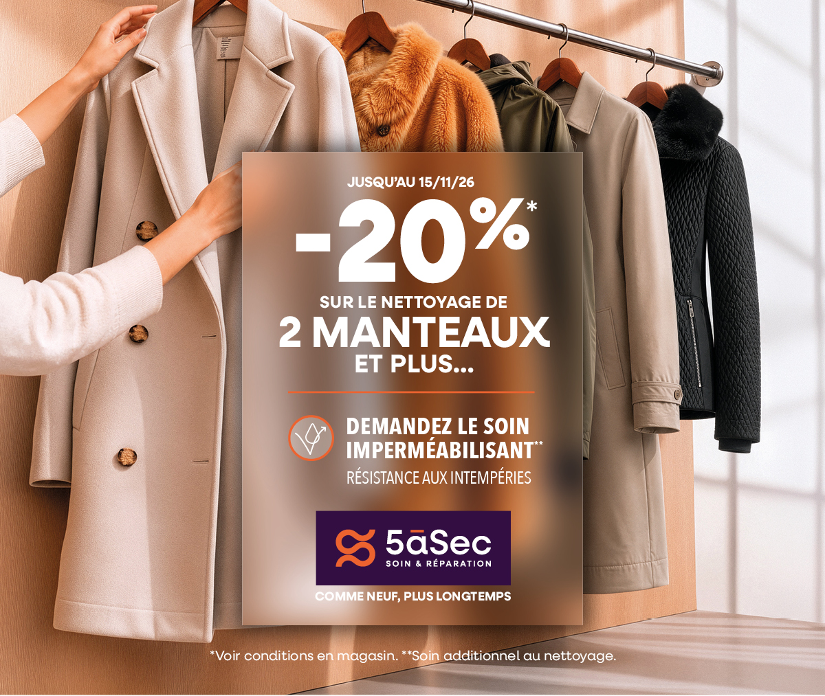 Entretenez vos manteaux chez 5àsec à Signy Centre, à deux pas de Nyon.